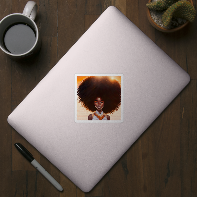 [AI Art] African sunset woman with big hair by Sissely